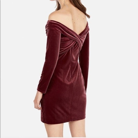 Express Velvet Off the Shoulder Mini Dress - Picture 2 of 5